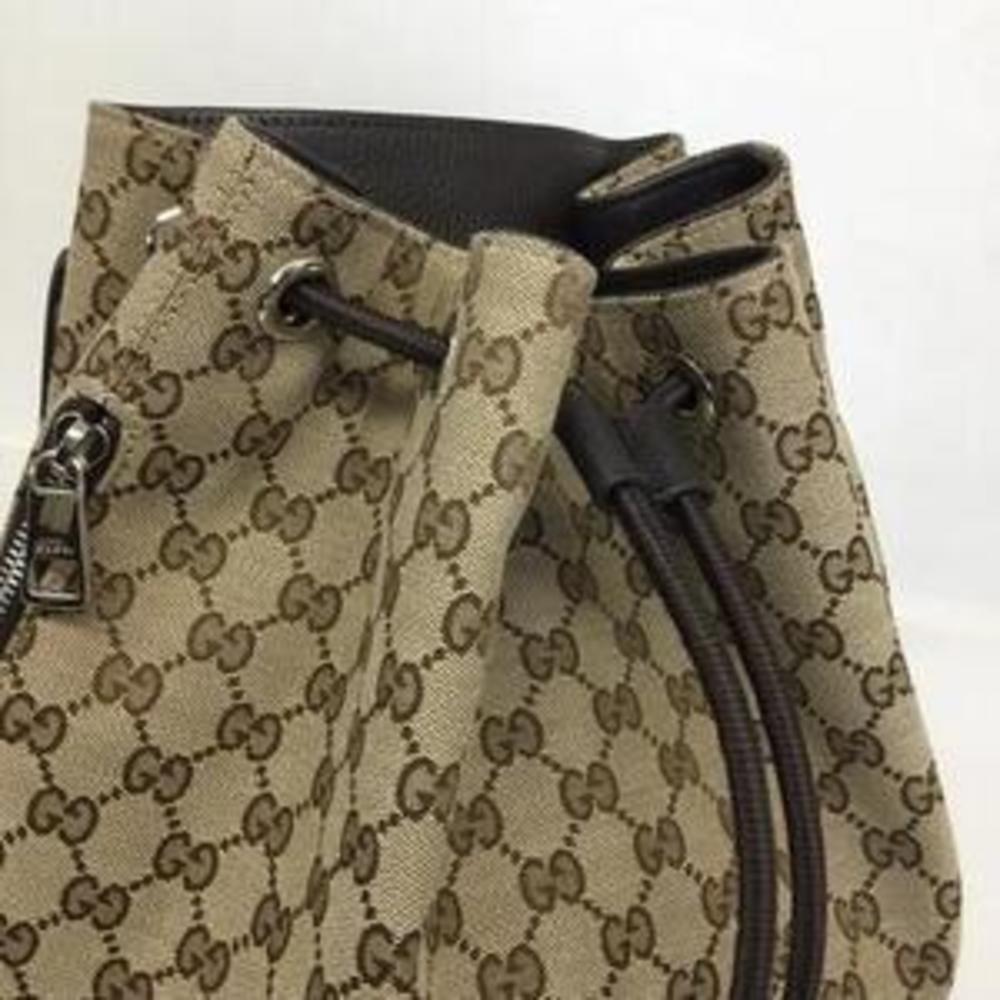 Gucci Backpack Leather Drawstring Brown Beige - image 6